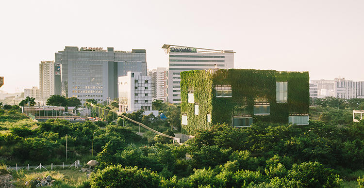 Exterior view of KMC Corporate Office Complex in Hyderabad (photo by Tina Nandi)